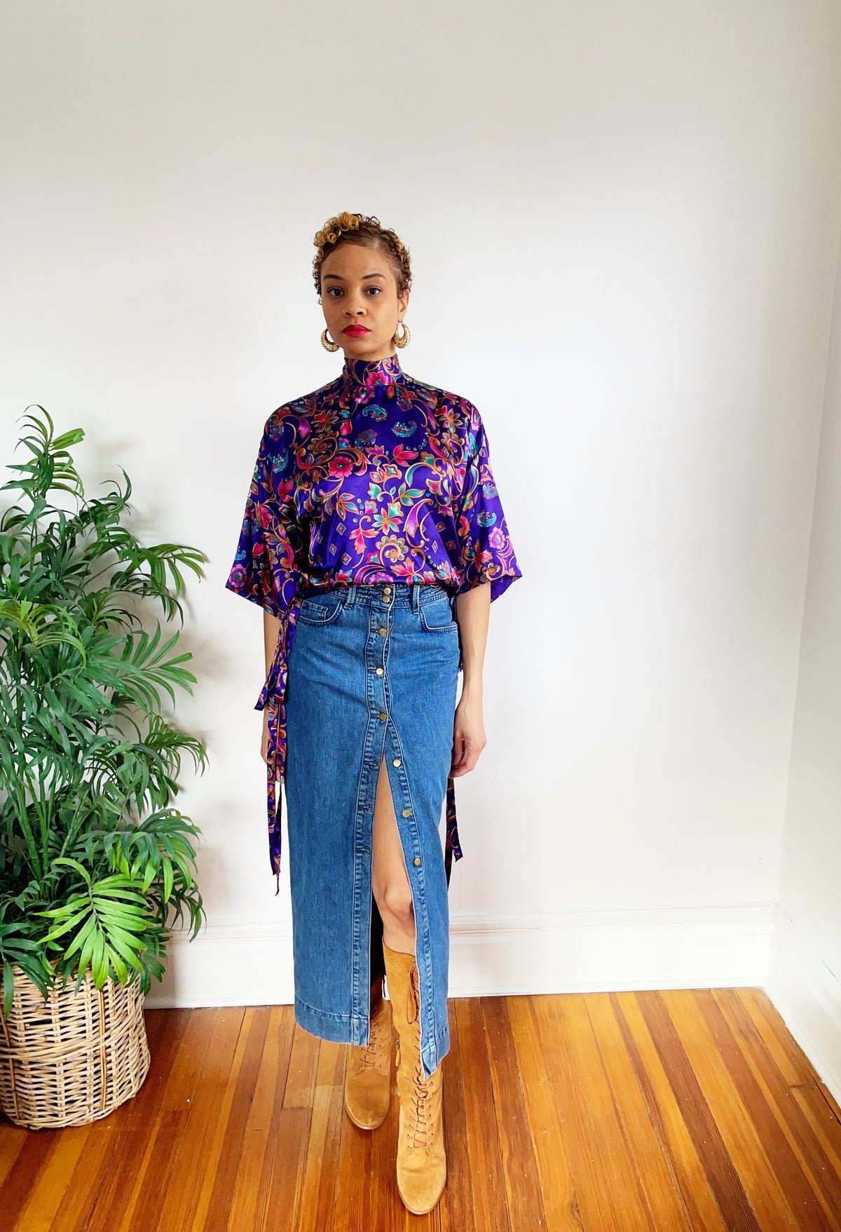 Upcycled Robe Top (M/L)