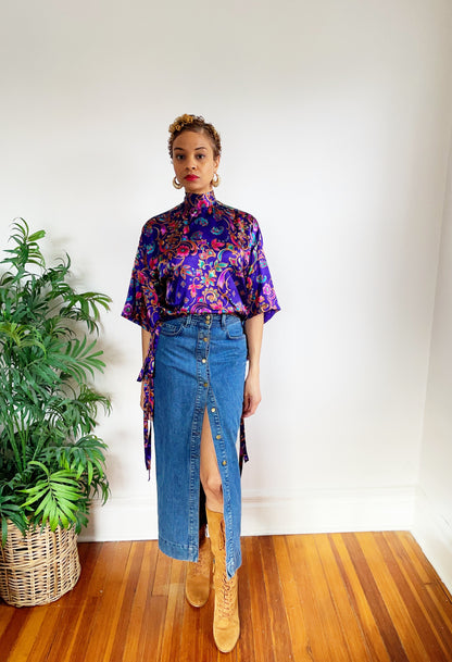 Upcycled Robe Top (M/L)