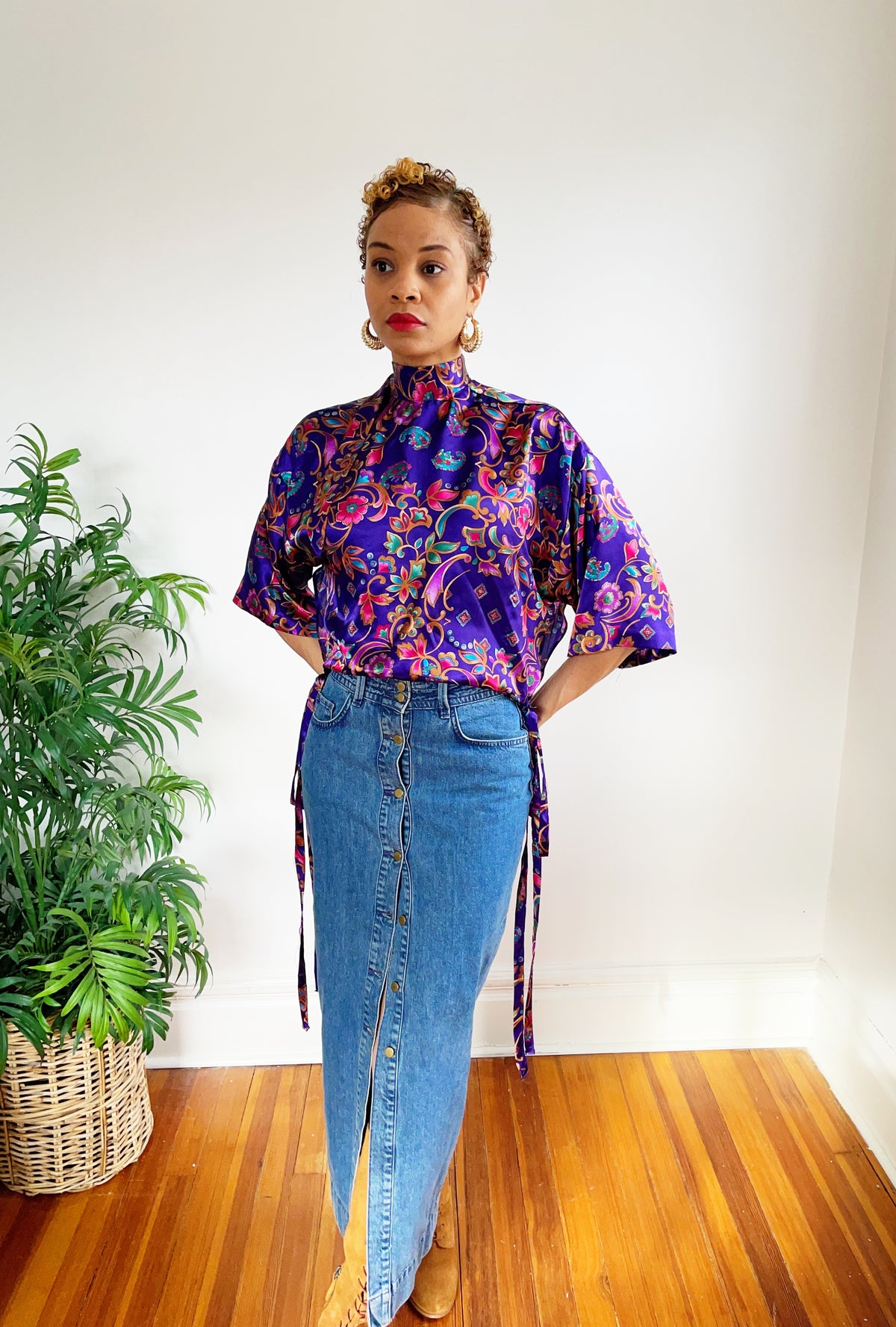 Upcycled Robe Top (M/L)