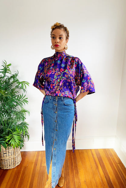Upcycled Robe Top (M/L)