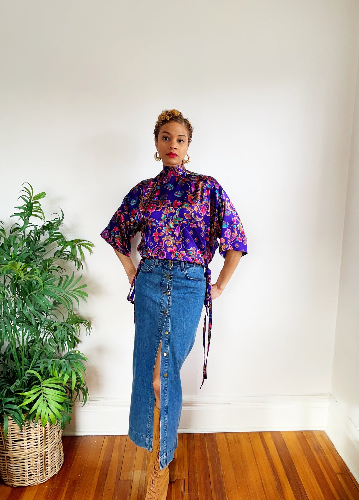 Upcycled Robe Top (M/L)