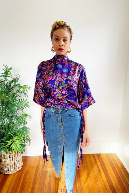 Upcycled Robe Top (M/L)