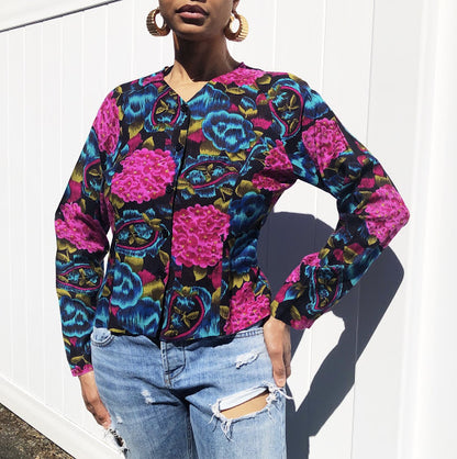 90s Passports for Pier 1 Jewel Tone Button Up (M)